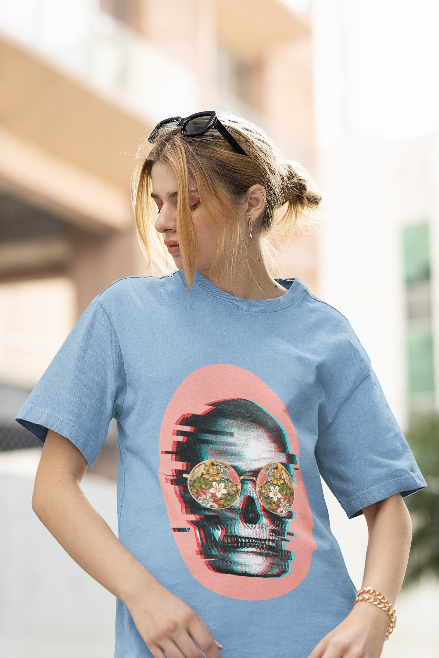 Skull Glitch Oversized T-shirt